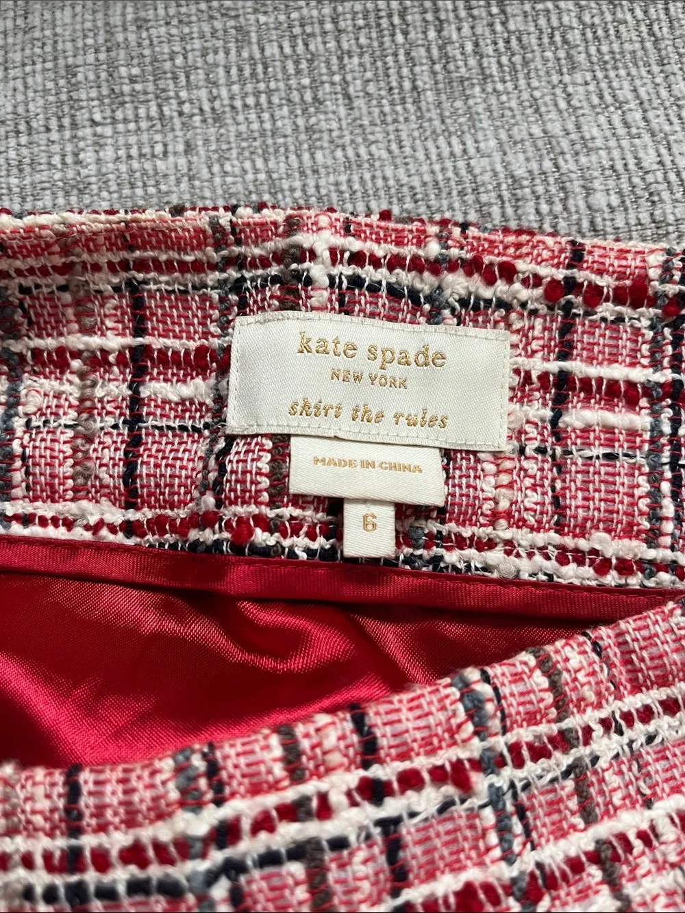 EUC Kate Spade red “Skirts the Rule” Julie Skirt